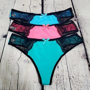 Bergamo Sexy Cotton and Lace Panties Set of 3